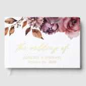 Rustikale Herbsthochzeit Marsala Foto Gästebuch (Vorderseite)