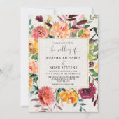 Rustikale Herbsthochzeit mit Blumen Einladung (Vorderseite)