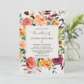 Rustikale Herbsthochzeit mit Blumen Einladung (Stehend Vorderseite)