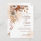 Rustikale Herbsthochzeit mit Blumendesign Einladung (Vorne/Hinten)