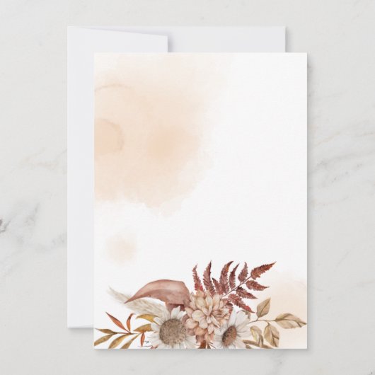 Rustikale Herbsthochzeit mit Blumendesign Einladung (Rückseite)