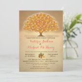 Rustikale Herbsthochzeit mit bunten Lichtern Einladung (Stehend Vorderseite)