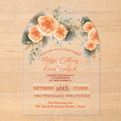 Rustikale Herbsthochzeit Orange Herbst Acryleinladungen (Vorderseite)