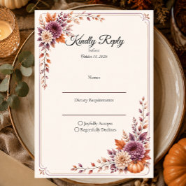 Rustikale Herbsthochzeit RSVP Karte