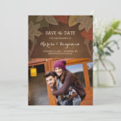 Rustikale Herbsthochzeit speichert die Datumskarte Save The Date (Stehend Vorderseite)
