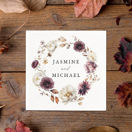 Rustikale Herbsthochzeit von Marsala Floral Wreath Serviette