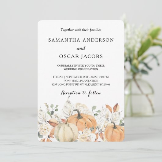 Rustikale Herbsthochzeit | Wasserfarbe Einladung (Stehend Vorderseite)