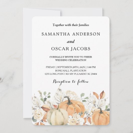 Rustikale Herbsthochzeit | Wasserfarbe Einladung (Vorderseite)