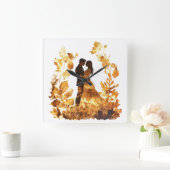 Rustikale Herbsthochzeituhr Quadratische Wanduhr (Zuhause)