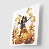 Rustikale Herbsthochzeituhr Quadratische Wanduhr (Winkel)