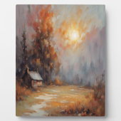 Rustikale Herbsthütte Landschaft Herbst Kunst Fotoplatte (Vorderseite)