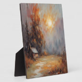Rustikale Herbsthütte Landschaft Herbst Kunst Fotoplatte (Seite)