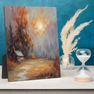 Rustikale Herbsthütte Landschaft Herbst Kunst Fotoplatte