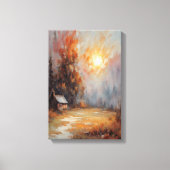 Rustikale Herbsthütte Landschaft Herbst Kunst Leinwanddruck (Vorderseite)