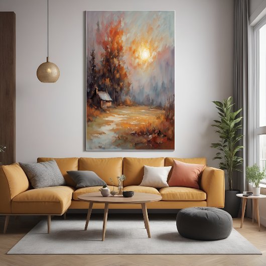 Rustikale Herbsthütte Landschaft Herbst Kunst Poster