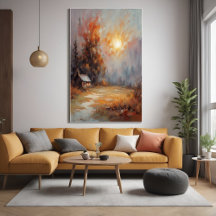 Rustikale Herbsthütte Landschaft Herbst Kunst
