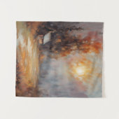 Rustikale Herbsthütte Landschaft Herbst Kunst Wandteppich (Vorderseite (Horizontal))