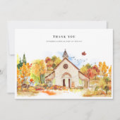 Rustikale Herbstkapelle Hochzeit Foto Vielen Dank Dankeskarte (Vorderseite)