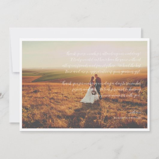 Rustikale Herbstkapelle Hochzeit Foto Vielen Dank Dankeskarte (Rückseite)