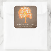 Rustikale Herbstkapsel Ahornsirup Flasche Etikett Quadratischer Aufkleber (Tasche)