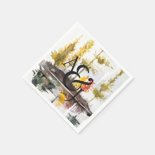 Rustikale Herbstkiefern Personalisiert Serviette (Ecke)