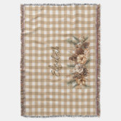 Rustikale Herbstkiefernzapfen Braunes Gingham Pers Decke (Vorderseite Vertikal)