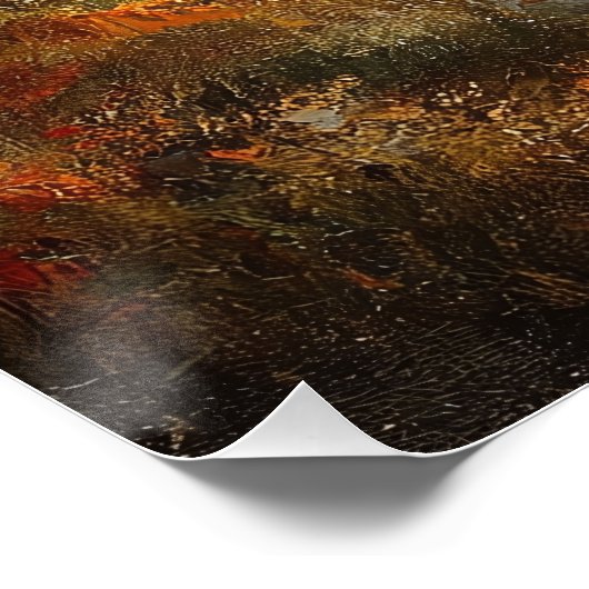 Rustikale Herbstkirche Aquarellmalerei Poster (Ecke)