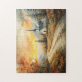 Rustikale Herbstkirche Aquarellmalerei Puzzle (Vertikal)