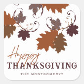 Rustikale Herbstkugel Blätter glücklich Erntedankf Quadratischer Aufkleber (Vorderseite)