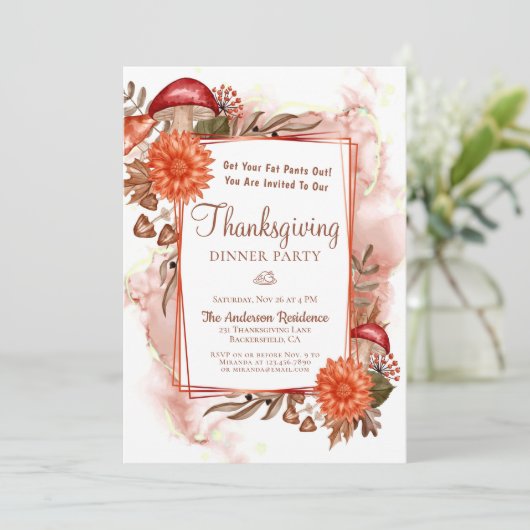 Rustikale Herbstkulisse lässt Erntedank essen Einladung (Stehend Vorderseite)