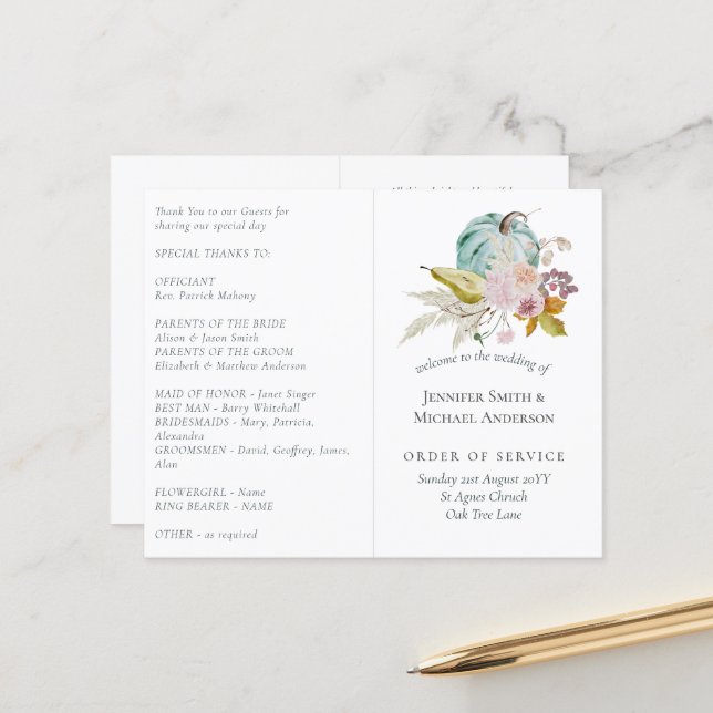 Rustikale Herbstkuppeln Blume Hochzeit (Vorderseite/Rückseite Beispiel)