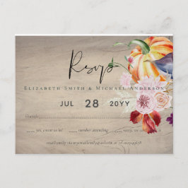 Rustikale Herbstkuppeln Blume Hochzeit Postkarte