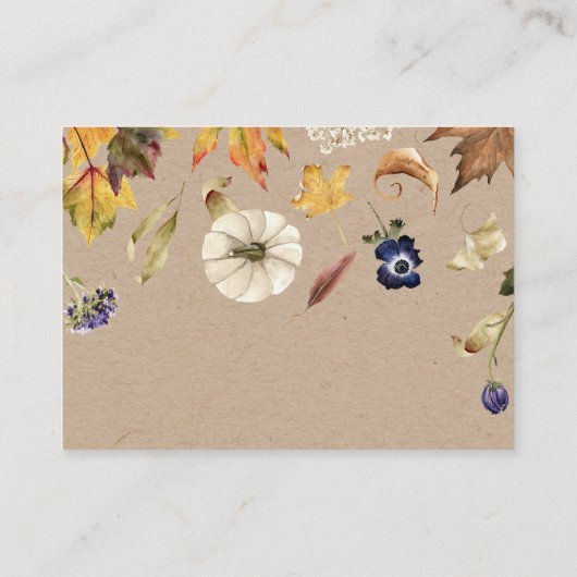 rustikale Herbstkürbis-Blumendusche Begleitkarte (Rückseite)