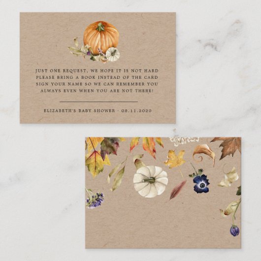 rustikale Herbstkürbis-Blumendusche Begleitkarte (Vorne/Hinten)