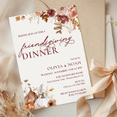 Rustikale Herbstkürbis Blumenfreunde zum Abendesse Einladung