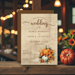 Rustikale Herbstkürbis Einladung zur Hochzeit
