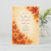 Rustikale Herbstkürbis Wasserfarbenhochzeit Einladung (Stehend Vorderseite)