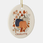 Rustikale Herbstkürbis Wildblumen Individuelle Nam Keramik Ornament (Rechts)