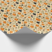 Rustikale Herbstkürbisse und Blätter in herbstlich Geschenkpapier (Ecke)