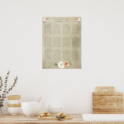 Rustikale Herbstkürme Hochzeitstabelle Poster (Küche)