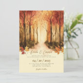 Rustikale Herbstlandschaft Einladung zur Hochzeit (Stehend Vorderseite)