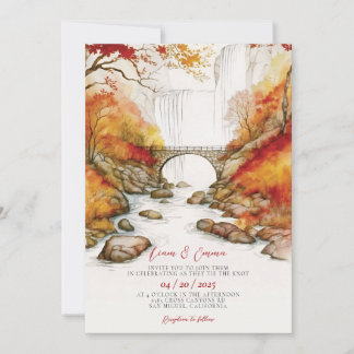 Rustikale Herbstlandschaft Einladung zur Hochzeit