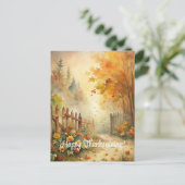 Rustikale Herbstlandschaft glücklich Erntedankfest Feiertagspostkarte (Stehend Vorderseite)