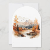 Rustikale Herbstlandschaft mit Wasserfarbenbogen-H Einladung (Rückseite)