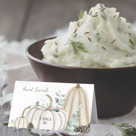 Rustikale Herbstlandschaft Vintage Pumpketten Platzkarte