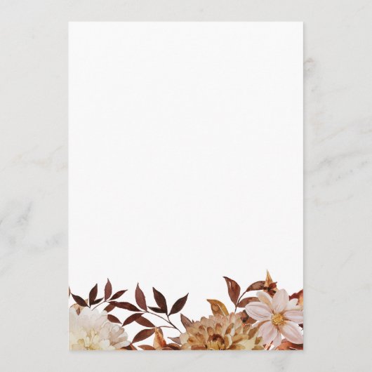 Rustikale Herbstlaub beim Hochzeitsmenü Menükarte (Rückseite)