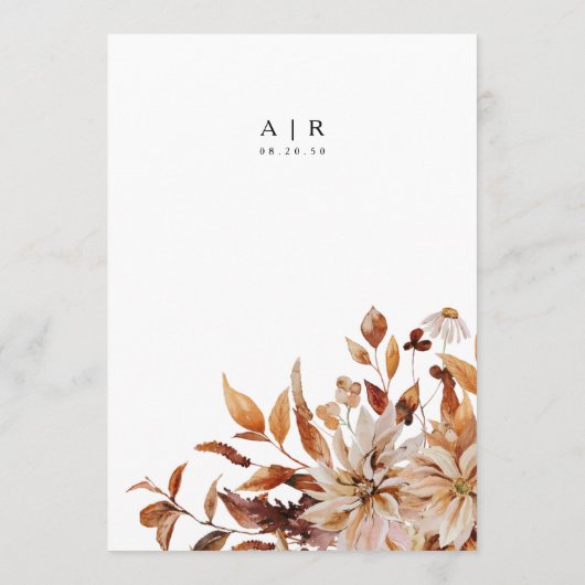 Rustikale Herbstlaub beim Hochzeitsmenü Menükarte (Rückseite)