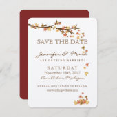 Rustikale Herbstlaub beim Hochzeitstag speichern d Save The Date (Vorne/Hinten)