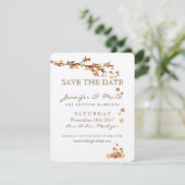 Rustikale Herbstlaub beim Hochzeitstag speichern d Save The Date (Stehend Vorderseite)