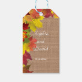 Rustikale Herbstlaub Burlap Wedding Geschenkanhänger (Vorderseite)